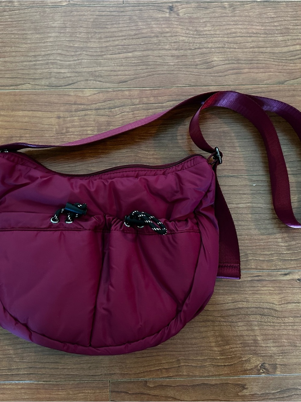 Quilted Crossbody Shoulder Bag in Burgundy